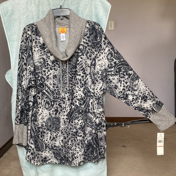 Ruby Rd Paisley print animal print neutral pullover top size 2X - Picture 5 of 17